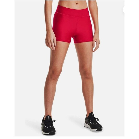 Under Armour Women's Compression Mid-Rise Shorty Shorts TP/ECH (RED) New MEDIUM - Picture 1 of 7